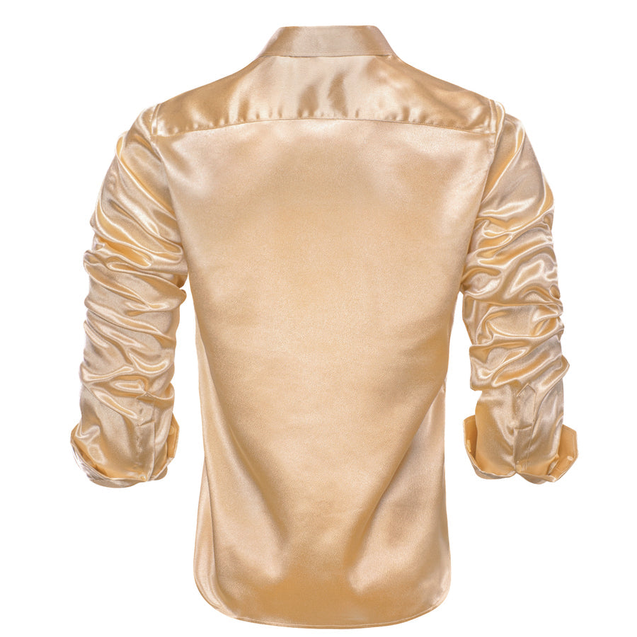Champagne Solid Silk Dress Shirt shirt    - Sophisticated Gentlemen