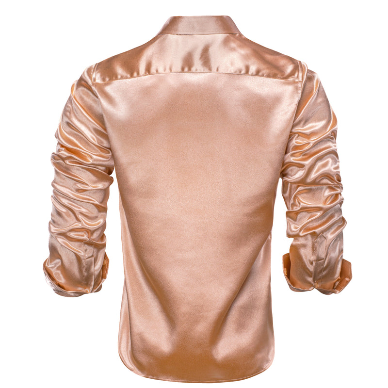 Flesh Pink Solid Silk Dress Shirt shirt    - Sophisticated Gentlemen