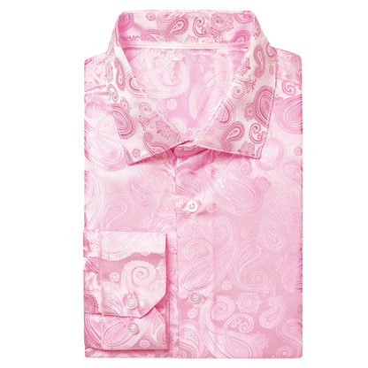 Pink Paisley Silk Dress Shirt shirt    - Sophisticated Gentlemen