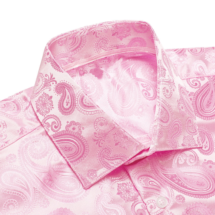 Pink Paisley Silk Dress Shirt shirt    - Sophisticated Gentlemen