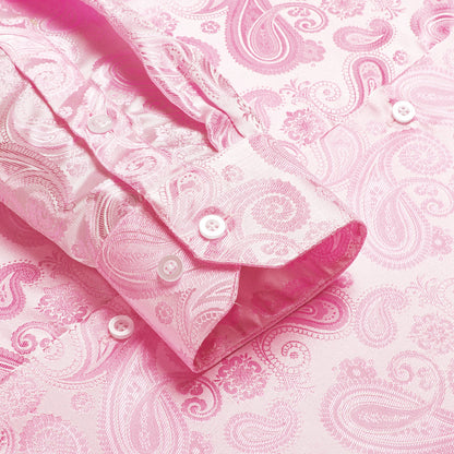 Pink Paisley Silk Dress Shirt shirt    - Sophisticated Gentlemen