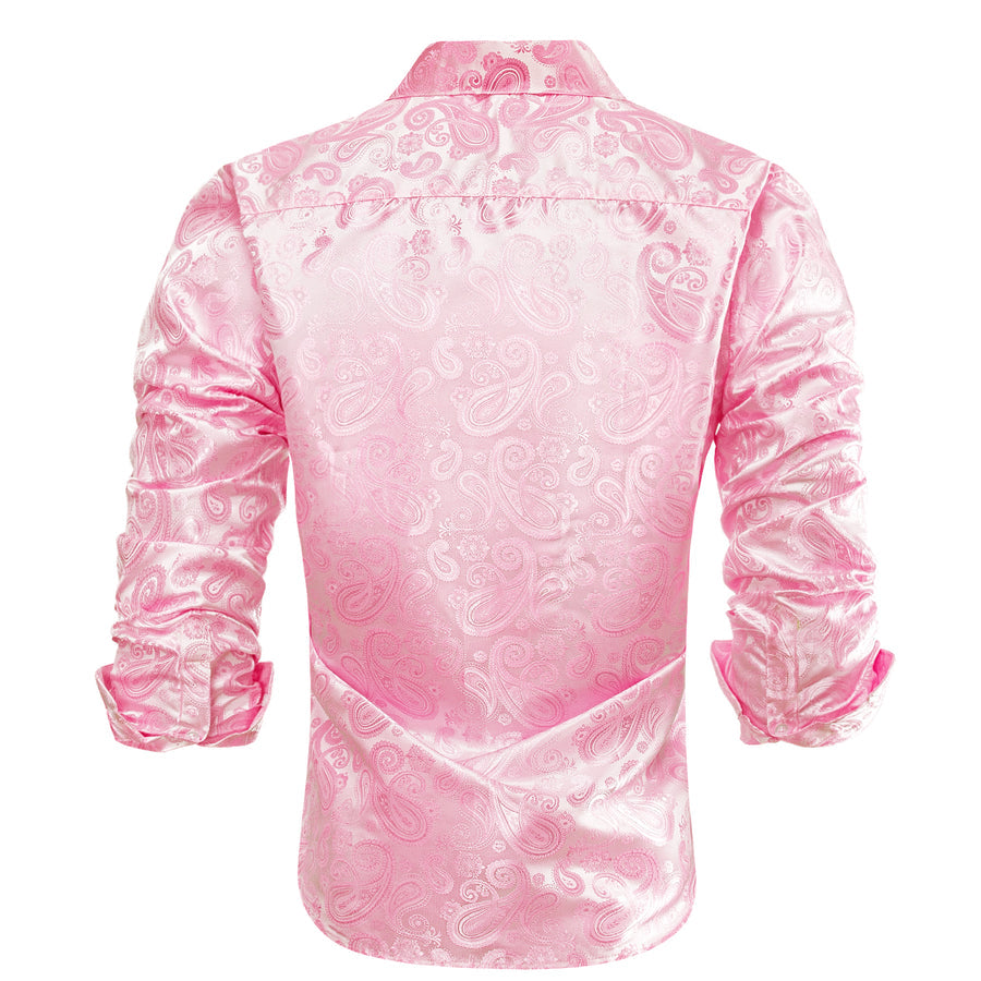 Pink Paisley Silk Dress Shirt shirt    - Sophisticated Gentlemen