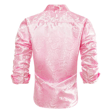 Pink Paisley Silk Dress Shirt shirt    - Sophisticated Gentlemen