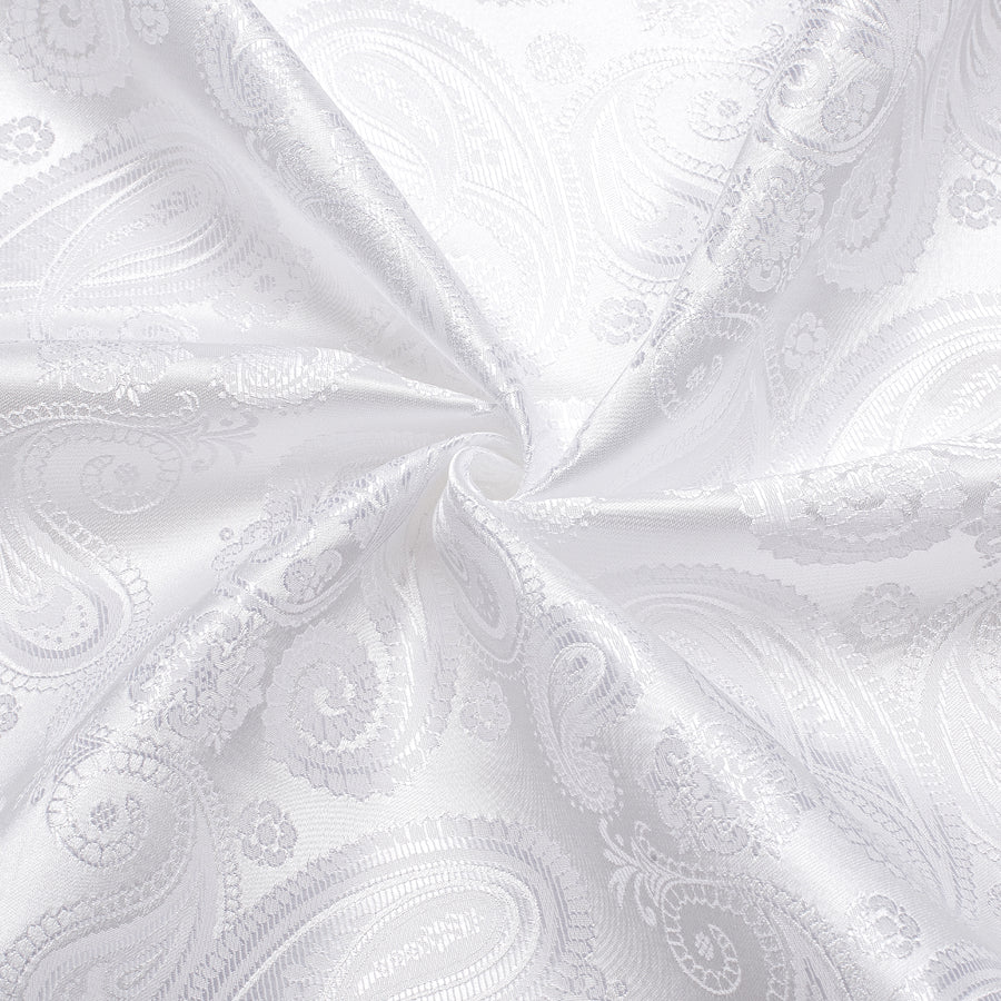Pure White Paisley Silk Dress Shirt shirt    - Sophisticated Gentlemen