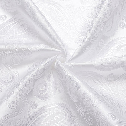 Pure White Paisley Silk Dress Shirt shirt    - Sophisticated Gentlemen