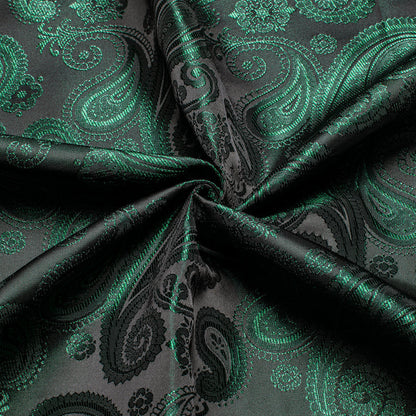 Dark Green Paisley Pattern Silk Dress Shirt shirt    - Sophisticated Gentlemen