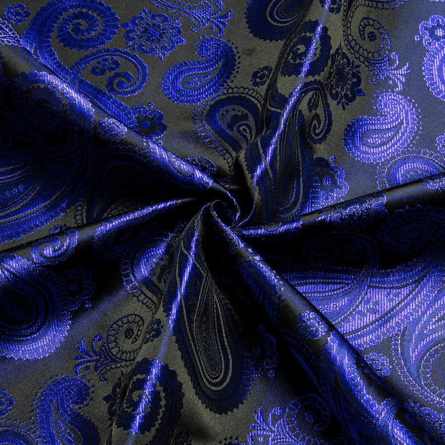 Royal Blue Paisley Pattern Silk Dress Shirt shirt    - Sophisticated Gentlemen
