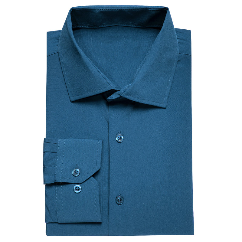 Pure Denim Blue Solid Dress Shirt shirt    - Sophisticated Gentlemen