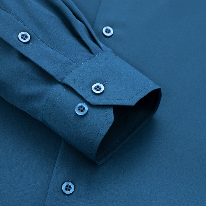Pure Denim Blue Solid Dress Shirt shirt    - Sophisticated Gentlemen