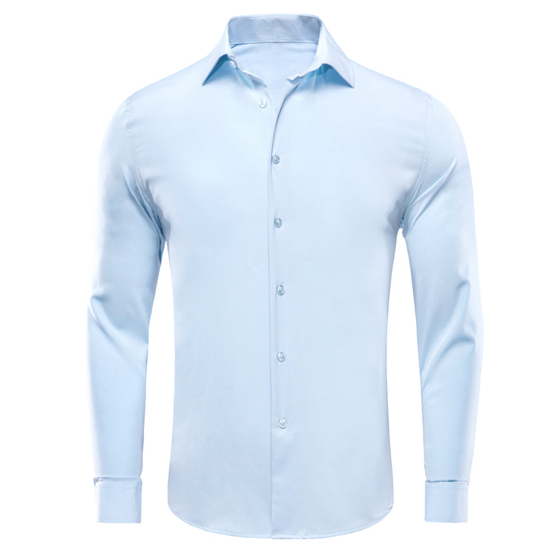 Pure Sky Blue Solid Dress Shirt shirt S   - Sophisticated Gentlemen