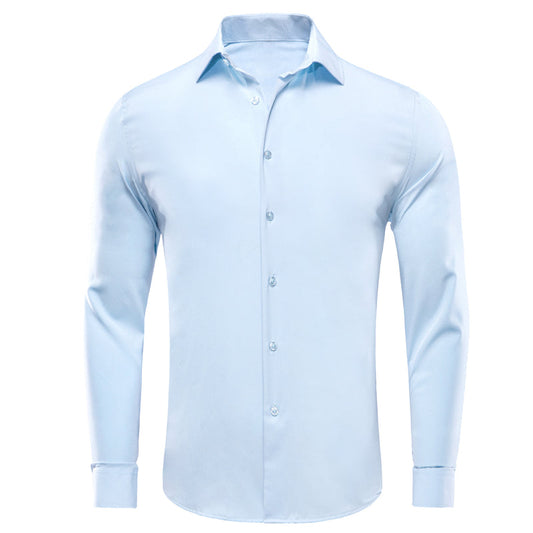 Pure Sky Blue Solid Dress Shirt shirt S   - Sophisticated Gentlemen