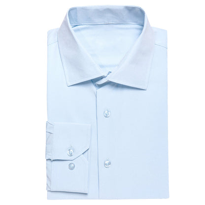 Pure Sky Blue Solid Dress Shirt shirt    - Sophisticated Gentlemen