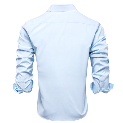 Pure Sky Blue Solid Dress Shirt shirt    - Sophisticated Gentlemen
