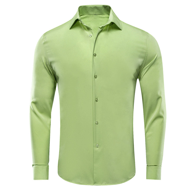 Pure Light Green Solid Dress Shirt shirt S   - Sophisticated Gentlemen