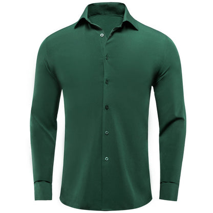 Pure Dark Green Solid Dress Shirt shirt S   - Sophisticated Gentlemen