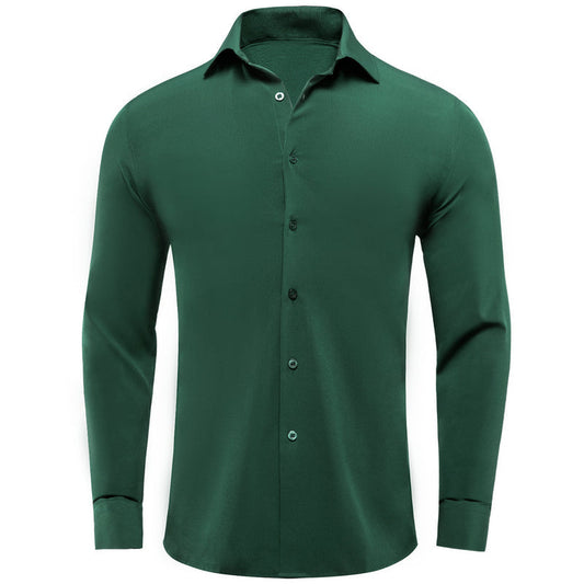 Pure Dark Green Solid Dress Shirt shirt S   - Sophisticated Gentlemen