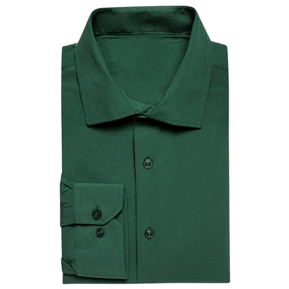 Pure Dark Green Solid Dress Shirt shirt    - Sophisticated Gentlemen