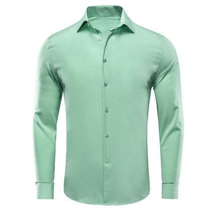 Pure Mint Green Solid Dress Shirt shirt S   - Sophisticated Gentlemen