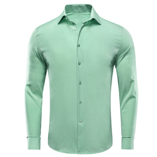 Pure Mint Green Solid Dress Shirt shirt S   - Sophisticated Gentlemen