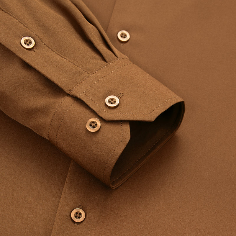 Pure Coffee Brown Solid Dress Shirt shirt    - Sophisticated Gentlemen