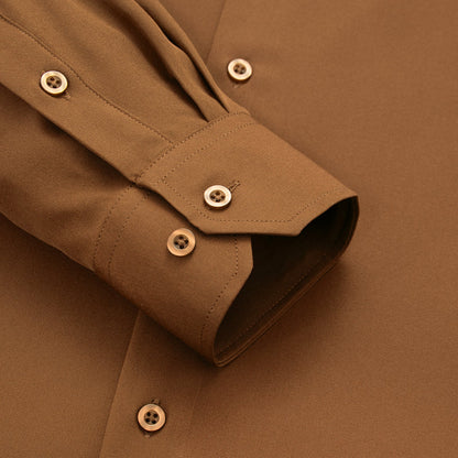 Pure Coffee Brown Solid Dress Shirt shirt    - Sophisticated Gentlemen