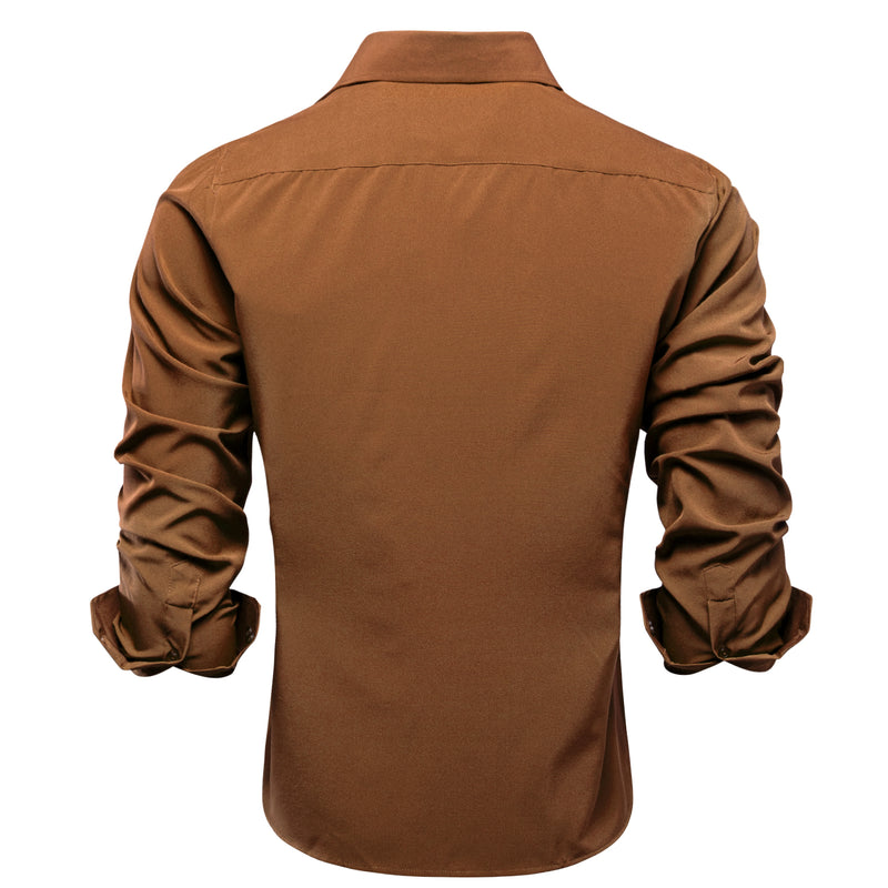 Pure Coffee Brown Solid Dress Shirt shirt    - Sophisticated Gentlemen