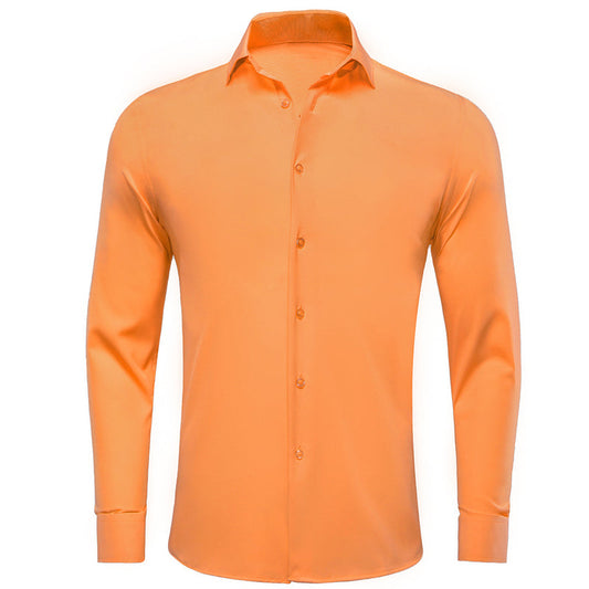 Pure Light Orange Solid Dress Shirt shirt S   - Sophisticated Gentlemen