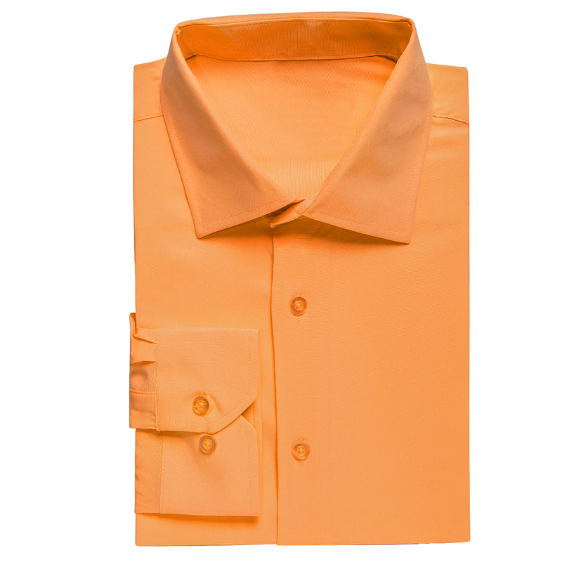 Pure Light Orange Solid Dress Shirt shirt    - Sophisticated Gentlemen