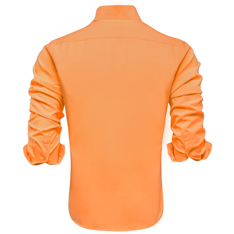 Pure Light Orange Solid Dress Shirt shirt    - Sophisticated Gentlemen