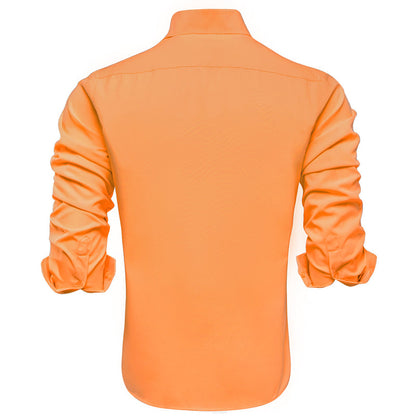 Pure Light Orange Solid Dress Shirt shirt    - Sophisticated Gentlemen