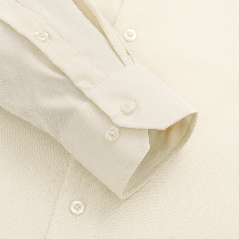 Pure Beige Solid Dress Shirt shirt    - Sophisticated Gentlemen