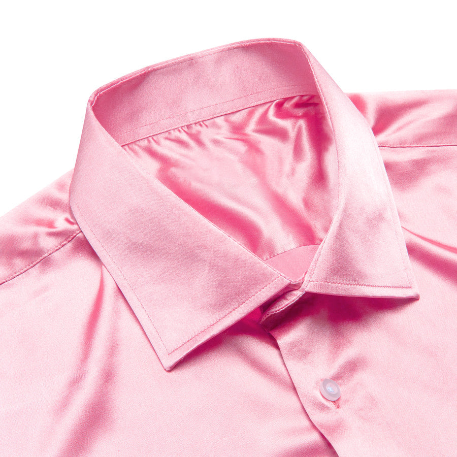 Pink Solid Satin Dress Shirt shirt    - Sophisticated Gentlemen