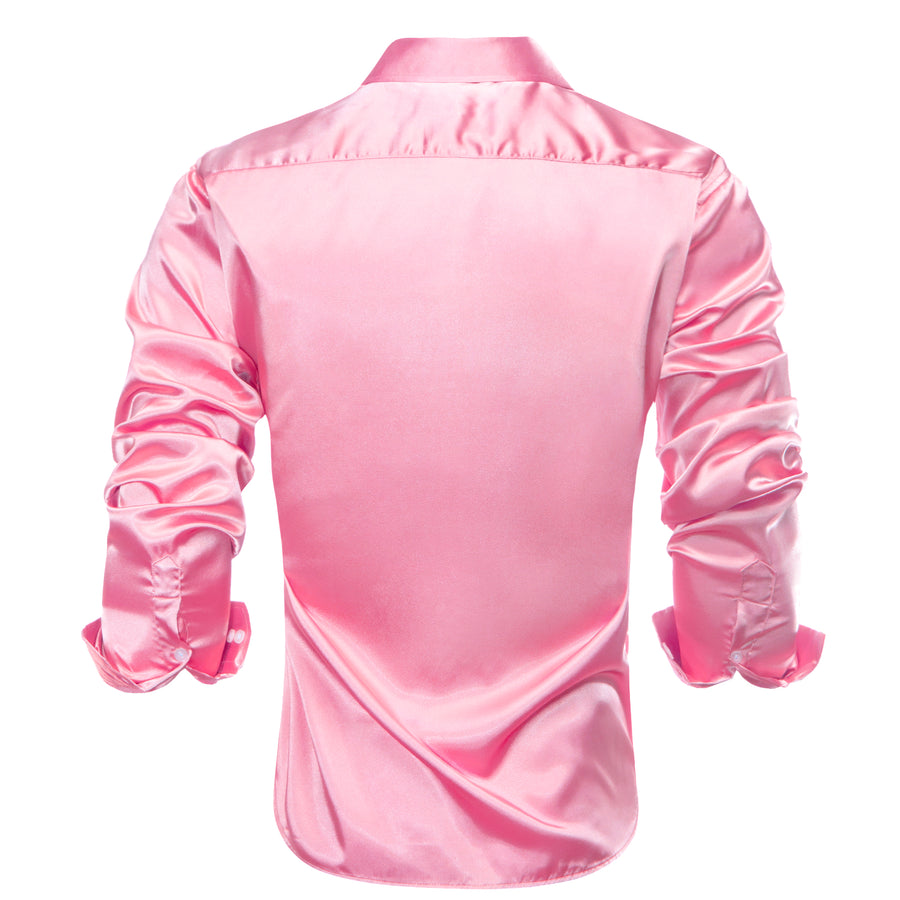 Pink Solid Satin Dress Shirt shirt    - Sophisticated Gentlemen