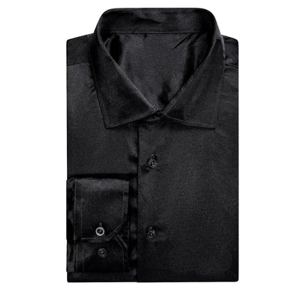 Black Solid Satin Dress Shirt shirt    - Sophisticated Gentlemen