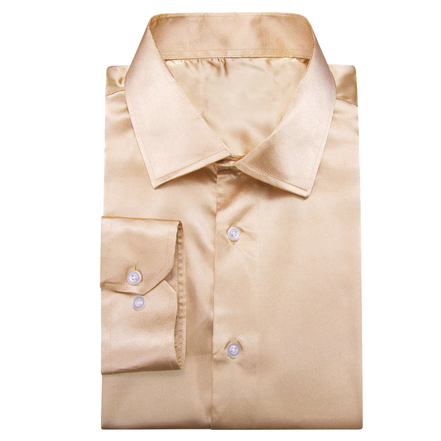 Champagne Solid Satin Dress Shirt shirt    - Sophisticated Gentlemen