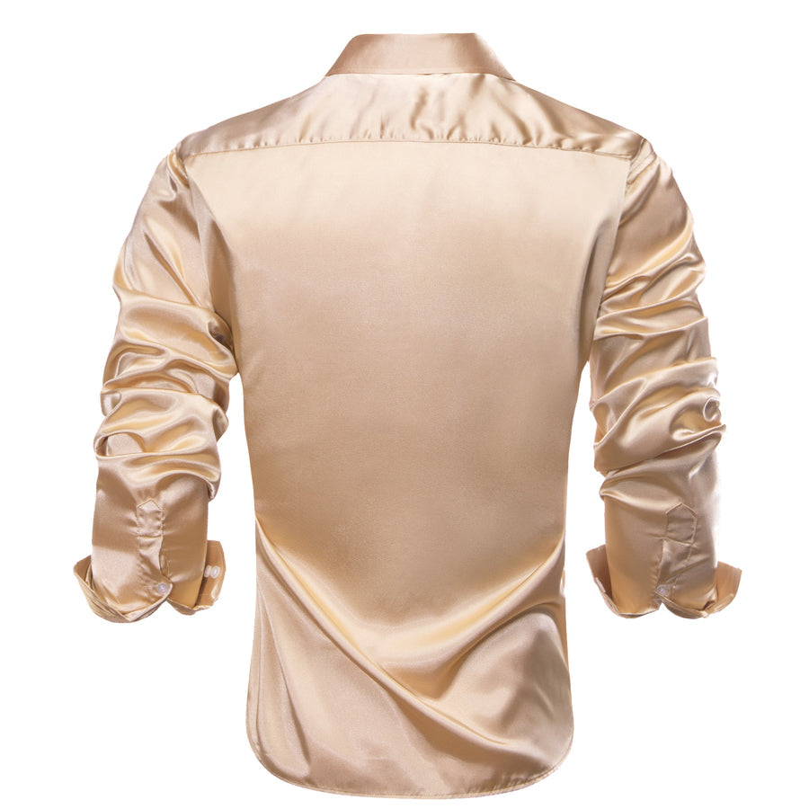 Champagne Solid Satin Dress Shirt shirt    - Sophisticated Gentlemen
