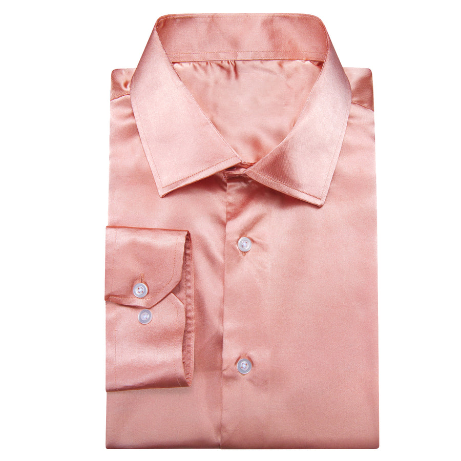Coral Pink Solid Satin Dress Shirt shirt    - Sophisticated Gentlemen