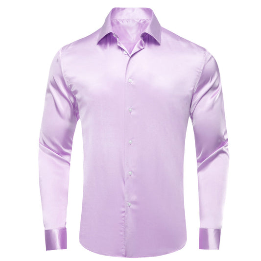 Lavender Purple Solid Satin Dress Shirt shirt S   - Sophisticated Gentlemen