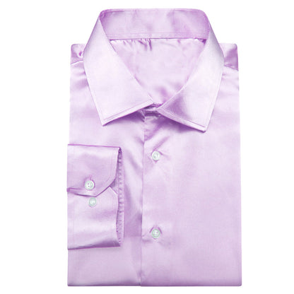 Lavender Purple Solid Satin Dress Shirt shirt    - Sophisticated Gentlemen