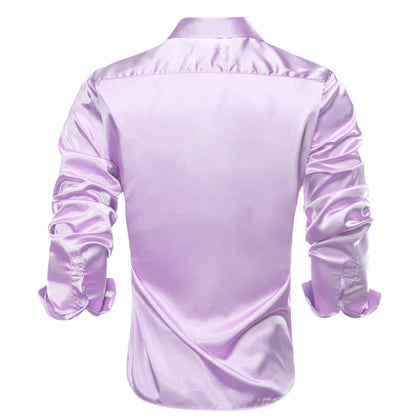 Lavender Purple Solid Satin Dress Shirt shirt    - Sophisticated Gentlemen