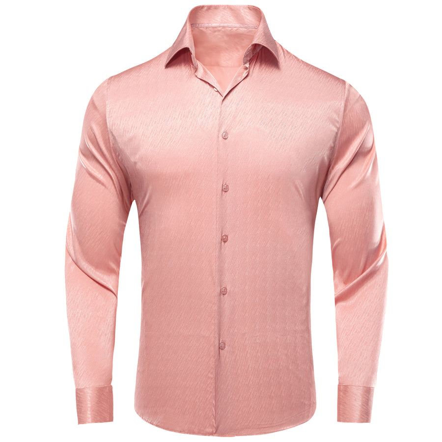 Coral Pink Solid Silk Dress Shirt shirt S   - Sophisticated Gentlemen