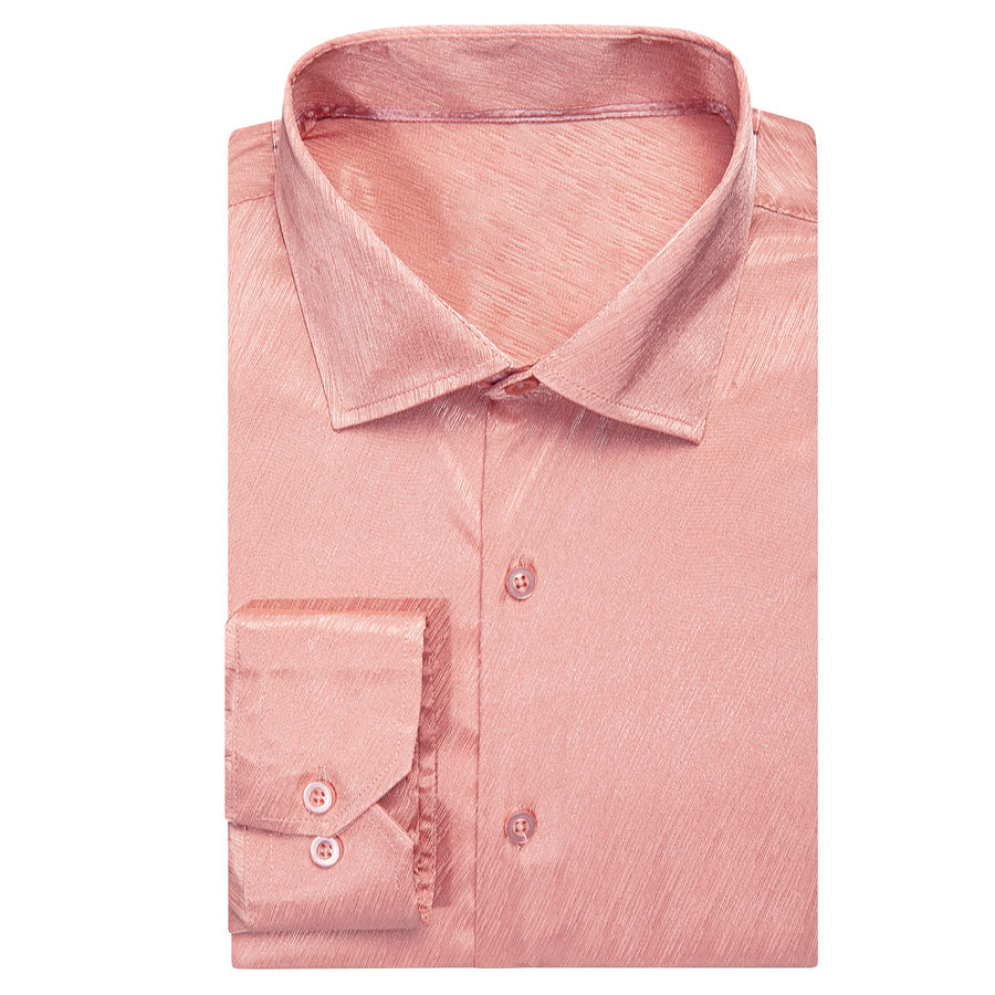 Coral Pink Solid Silk Dress Shirt shirt    - Sophisticated Gentlemen