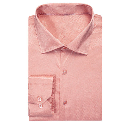 Coral Pink Solid Silk Dress Shirt shirt    - Sophisticated Gentlemen