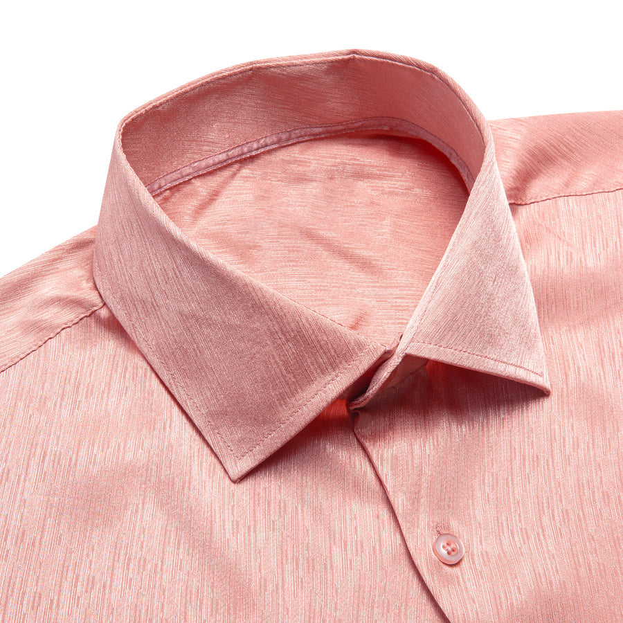 Coral Pink Solid Silk Dress Shirt shirt    - Sophisticated Gentlemen