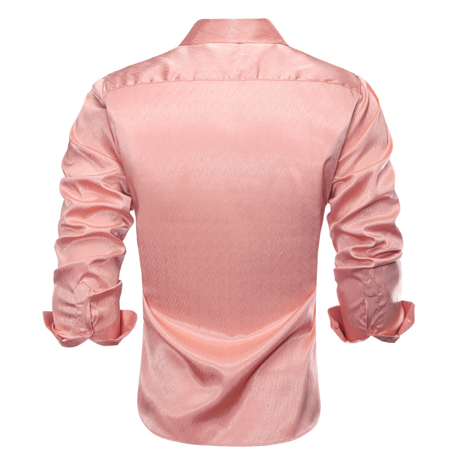 Coral Pink Solid Silk Dress Shirt shirt    - Sophisticated Gentlemen