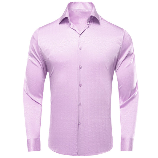 Pink Purple Solid Silk Dress Shirt shirt S   - Sophisticated Gentlemen
