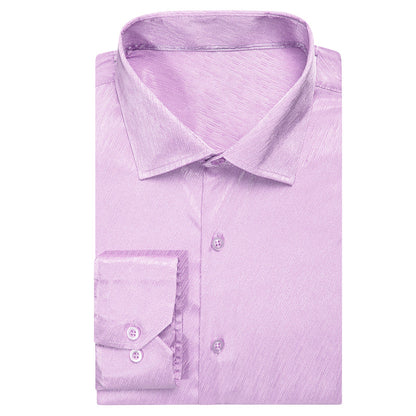 Pink Purple Solid Silk Dress Shirt shirt    - Sophisticated Gentlemen