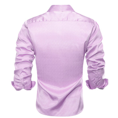 Pink Purple Solid Silk Dress Shirt shirt    - Sophisticated Gentlemen