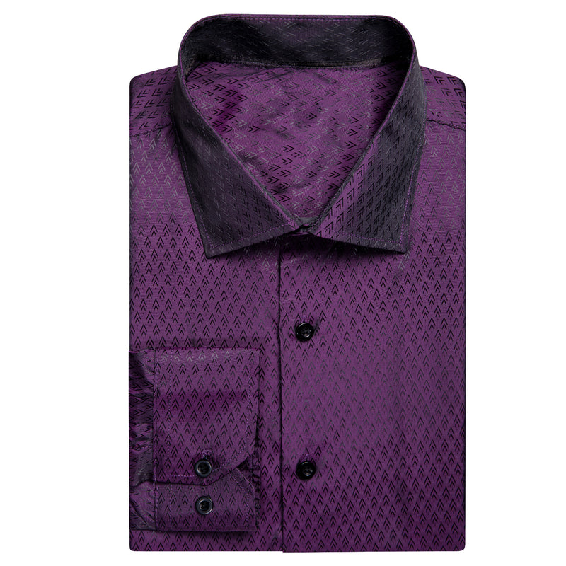 Purple Black Novelty Silk Dress Shirt shirt    - Sophisticated Gentlemen
