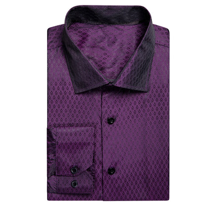 Purple Black Novelty Silk Dress Shirt shirt    - Sophisticated Gentlemen